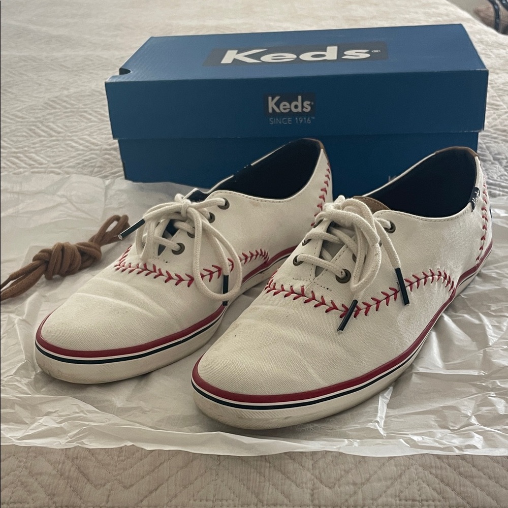Keds White Sneakers with Red Accents